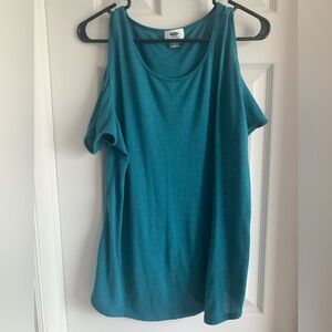 Old Navy Teal Cold Shoulder Scoop Neck Top Size Large